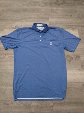 Holderness & Bourne Men's L Blue Geometric‎ Tailored Fit Polo Embroidered Logo